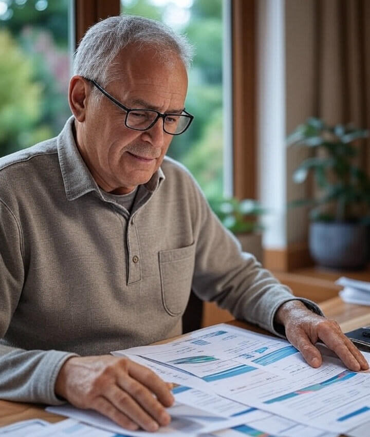 A Retired person calculating his needs