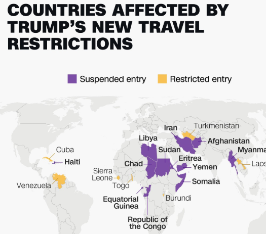Countries Affected by Trump's New Travel Restrictions
