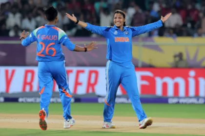 Indian Womens Cricket Bowlers Celebrating A Wicket In An Odi Match