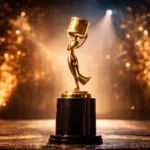 Animated film awards statuette silhouette on dark background