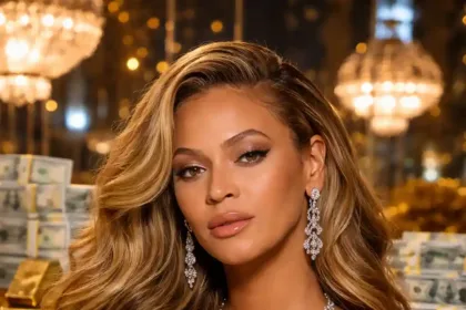 Beyonce Posing In A Glamorous Silver Outfit Symbolizing Her Billionaire Status And Global Music Success