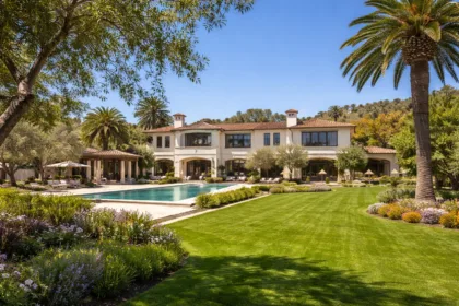 Expansive luxury mansion in a scenic California setting