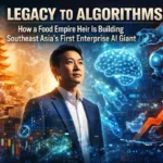 A modern Southeast Asian city skyline with digital network lines symbolizing artificial intelligence and innovation.