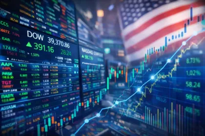 U.S. stock market board displays financial data representing equity market activity