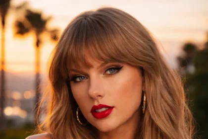 Taylor Swift and Travis Kelce smiling together at a public event