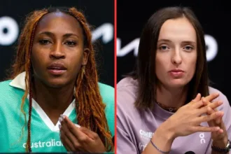 Tennis Players Exiting A Match Under Heavy Camera Surveillance At A Major Tournament