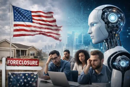 Modern tech campus exterior with office buildings and glass facades